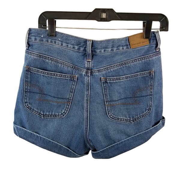 American Eagle Outfitters   Blue Denim Jeans Mom Shorts Cuffed Size 2 - Picture 2 of 4
